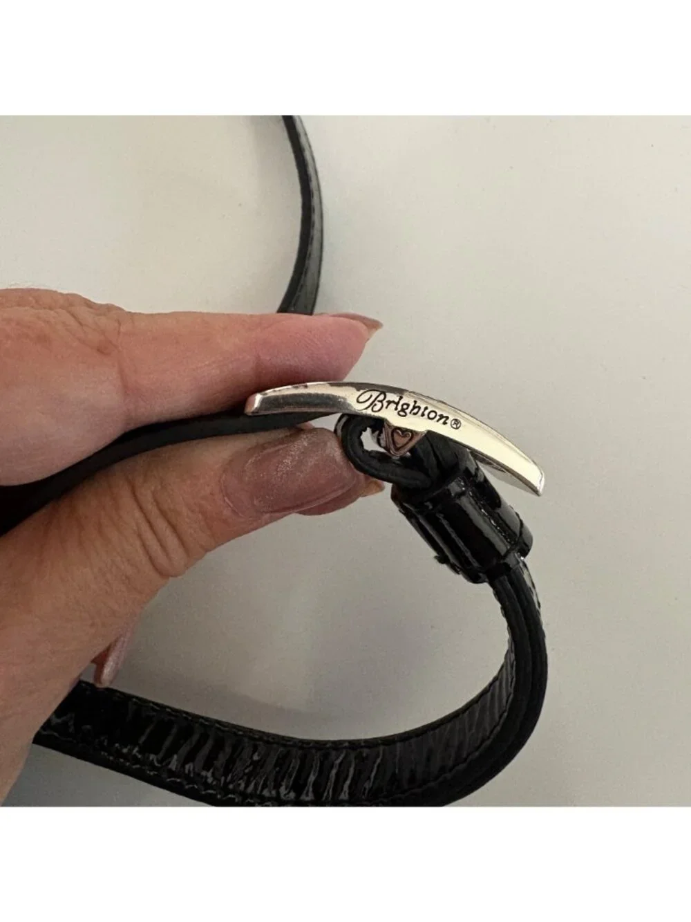 Brighton Black Nylon Faux Patent Leather Crossbody Bag Adjustable Strap Purse